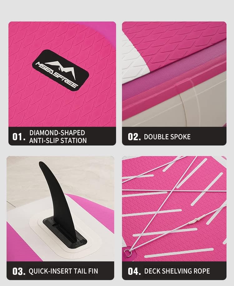 11ft Premium Inflatable Stand Up Paddle Board, red Yoga Board with Durable SUP Accessories&Carry Bag Waterproof Bag, Leash | Wide Stance, Surf Control, Non-Slip Deck, Leash, Paddle and Pump for Youth & Adult